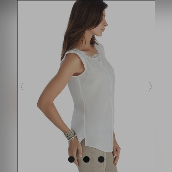 Whbm Lace Trim Popover Silk Shell Top S - Picture 2 of 10